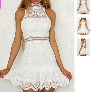 White high neck dress